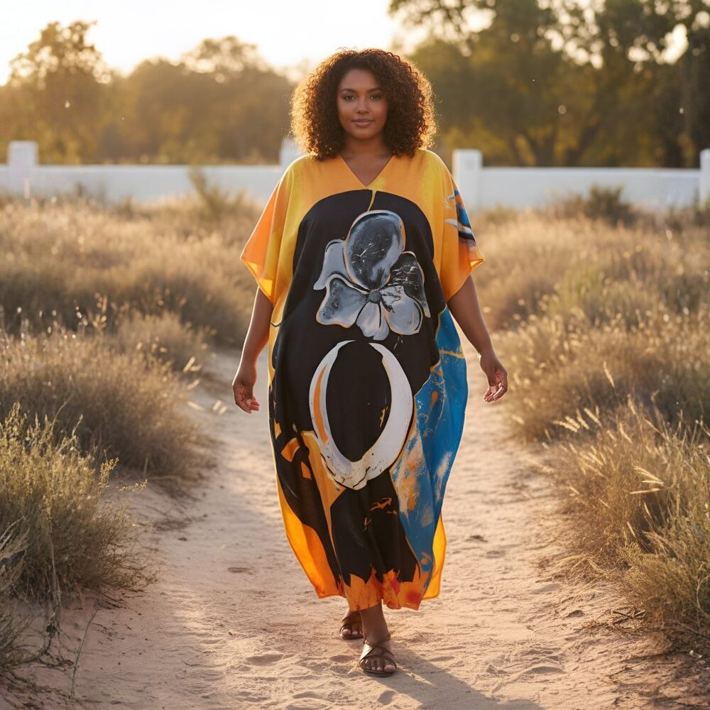 Gypsie Blu Caftan Dresses for Women Plus Size Polyester Evening Wear Maxi Dress